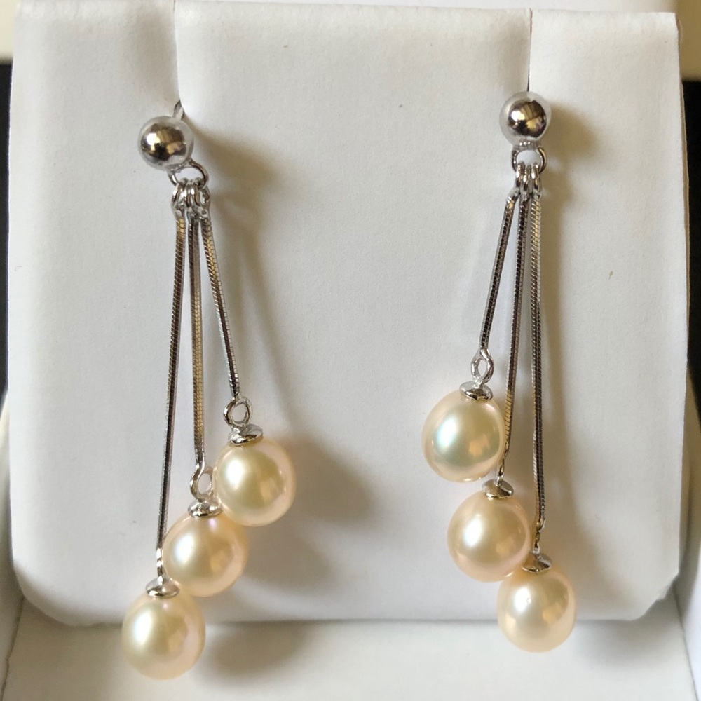 Freshwater Pearl Triple Drop Earrings